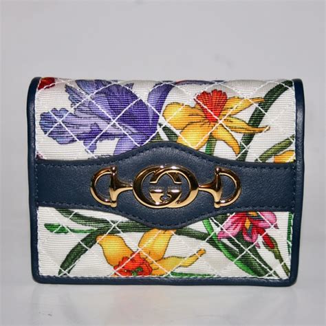 gucci trapuntata floral card case|Gucci Flora Trapuntata Zumi Card Case Flora Print Compact .